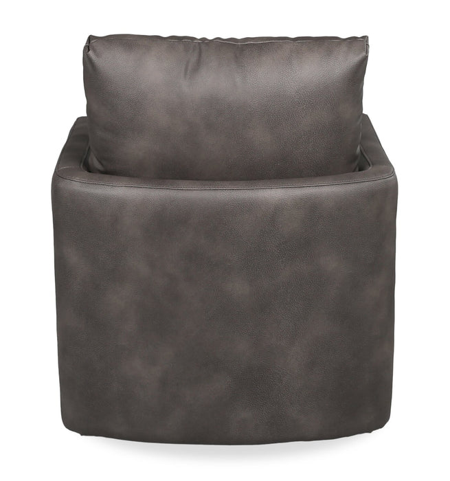 Fauteuil d’appoint pivotant Ever de 28 po en tissu d’apparence cuir - brun foncé 