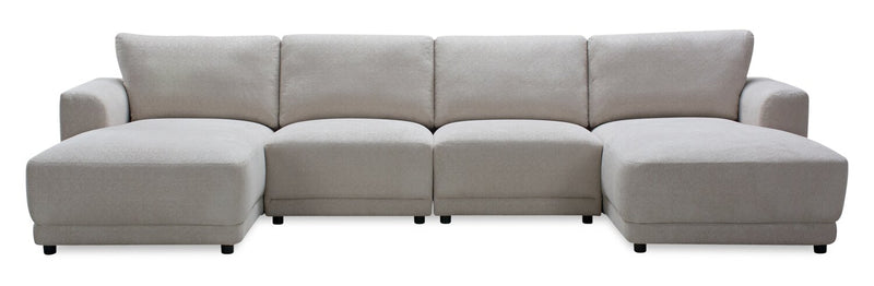 Sofa sectionnel modulaire en forme de U Voyage 4 pièces en tissu avec coussins de dossier amovibles - beige