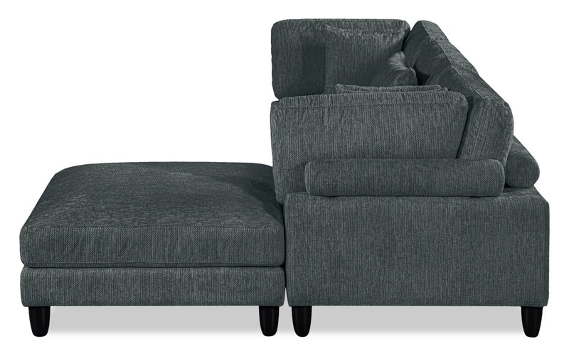 Sofa sectionnel modulaire Lounge 4 pièces en chenille avec pouf - gris 
