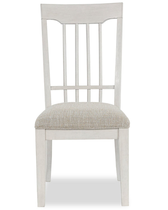 Ensemble de salle à manger Quill 7 pièces avec table de 72 po à 90 po (L), base à tréteaux et 6 chaises - blanc antique et brun
