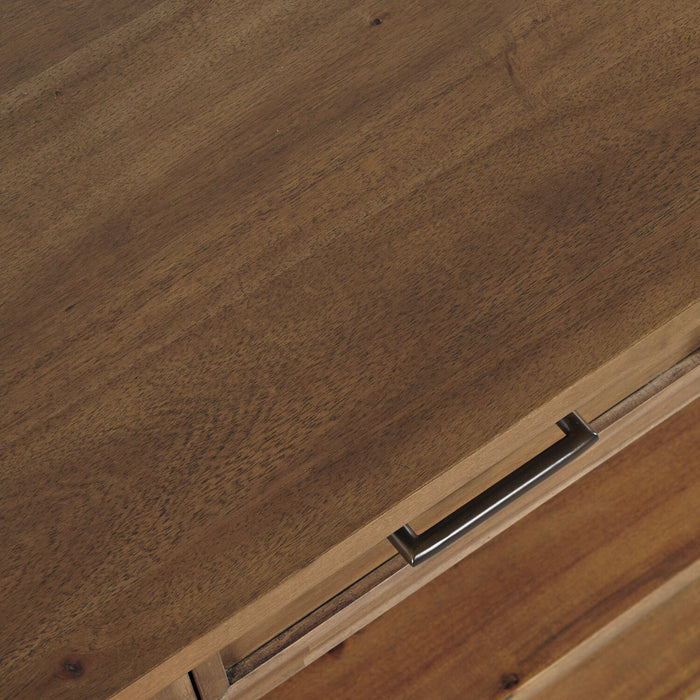 Table de salon rustique Nathan de 50 po avec rangement et tablette - brun clair