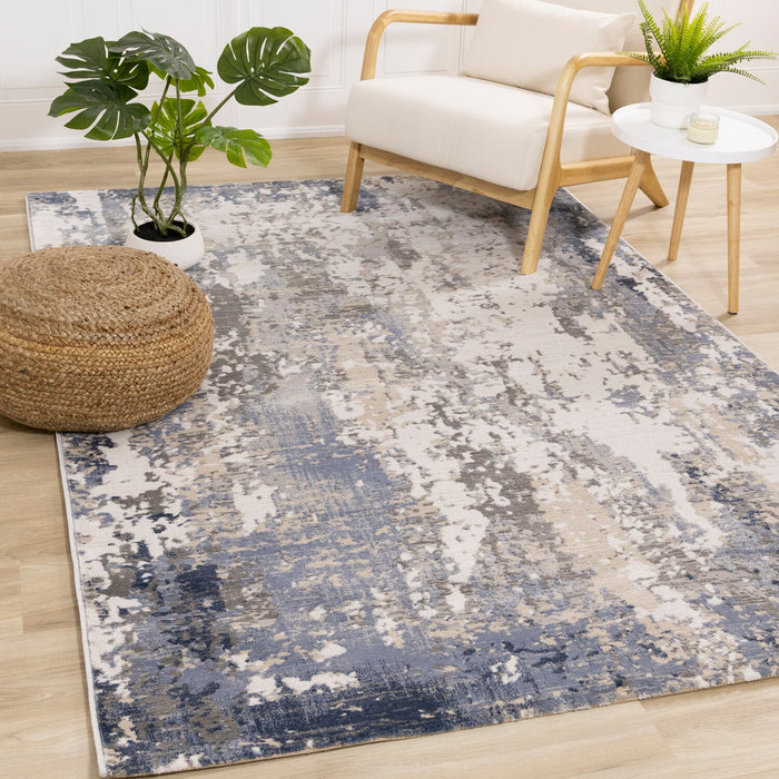 Carpette Lucas vieillie 6 pi 7 po x 9 pi 6 po - bleue