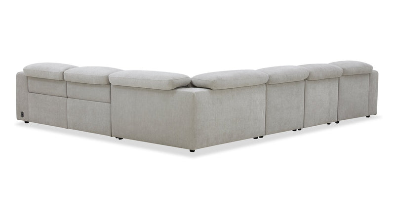 Sofa sectionnel de gauche à inclinaison électrique Presidio 6 pièces - poudre