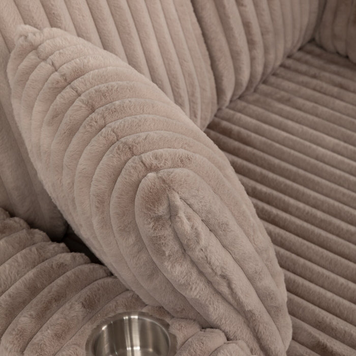 Fauteuil long Karlee de 54 po en tissu de fausse fourrure très douce avec deux porte-gobelets - brun