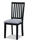 ["Chaise de salle à manger Bryn avec siège en tissu, dossier à lattes - noire"]