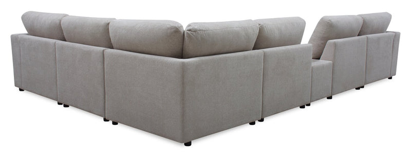 Sofa sectionnel modulaire Voyage 7 pièces en tissu avec console et coussins de dossier amovibles - taupe