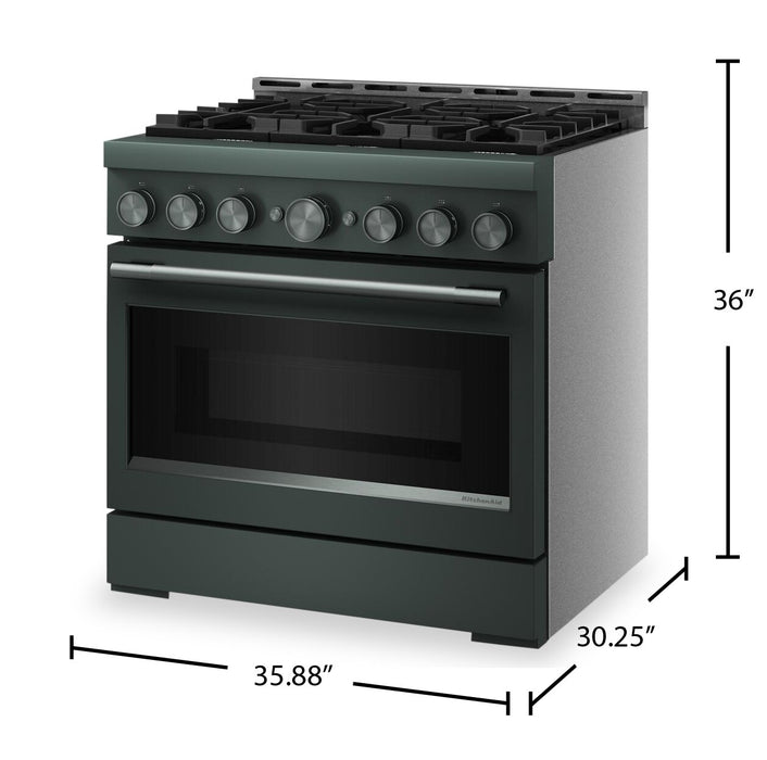 Cuisinière à gaz KitchenAid de 5,1 pi3 et de 36 po avec mode de friture à air sans préchauffage - genièvre - KFGS936SJP