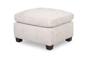 Pouf Mallie de 28 po en tissu de chenille avec pattes en bois - blanc coquillage