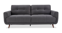 Sofa Brook de 84 po en tissu avec coussins capitonnés - anthracite