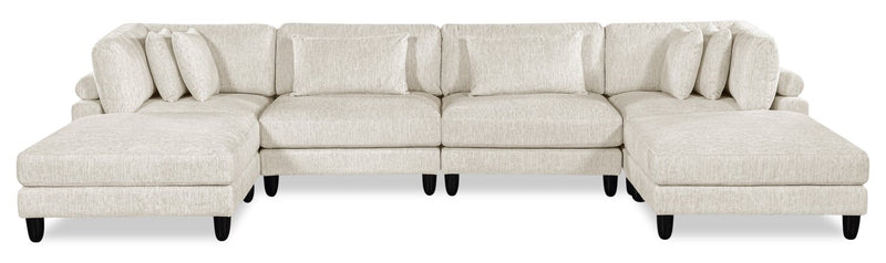 Sofa sectionnel modulaire Lounge 6 pièces en chenille - beige 
