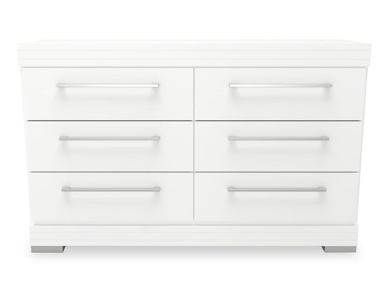 Ensemble de chambre à coucher Riley 5 pièces avec lit à panneaux, commode et miroir, fabriqué au Canada, blanc - format lit double