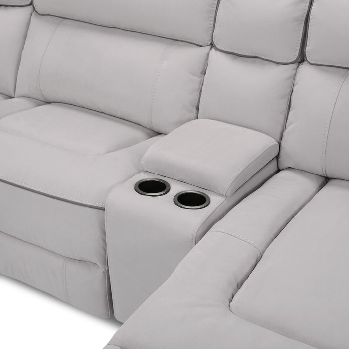 Sofa sectionnel de droite à inclinaison électrique Newport de Cindy Crawford Home 6 pièces en suédine - gris
