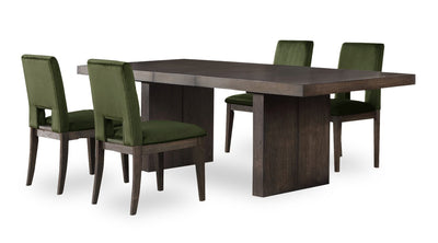 Zelda 5pc Dining Set with Table & 4 Chairs, 78-96"W - Green & Espresso Brown | Ensemble de salle à manger Zelda 5 pièces avec table de 78 po à 96 po (L) et 4 chaises - vert et brun espresso