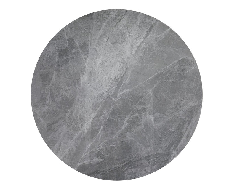 Table de salle à manger Luka avec dessus en pierre frittée et base en métal - 43,5 po (L), ronde - gris