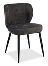 Chaise de salle à manger Sara à oreilles en tissu de polyester et en métal - grise