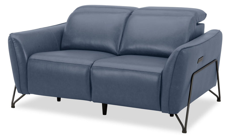 Causeuse à inclinaison électrique Riviera en cuir véritable de qualité supérieure - bleu