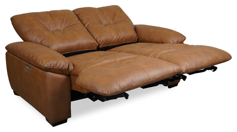 Causeuse à inclinaison électrique Bello de 67 po en tissu d’apparence cuir - brune