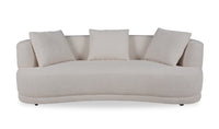  Sofa arrondi Moon de 91 po en tissu avec coussins décoratifs - blanc amande laineux