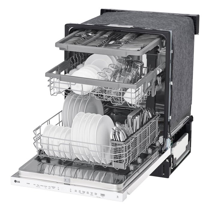 Lave-vaisselle encastré LG à 48 dBA de 24 po avec commandes sur le dessus et QuadWashMC - blanc - LDPN4542W