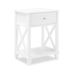 Table de nuit Elle de 18 po (l) x 25,75 po (H) à 1 tiroir - blanche