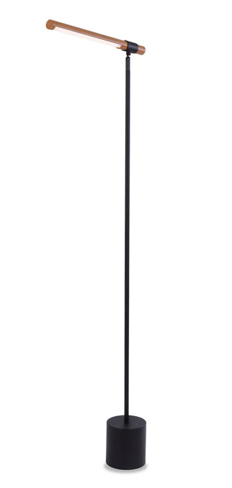Lampe à pied à DEL Hollar de 56 po noir mat et bois