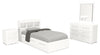Ensemble lit matelot Riley 6 pièces avec tête de lit bibliothèque, commode, miroir et table de nuit, blanc - format lit simple
