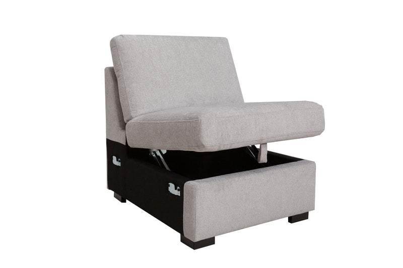 Sofa sectionnel de gauche Vault 3 pièces avec fauteuil long de rangement et 2 fauteuils de rangement - gris