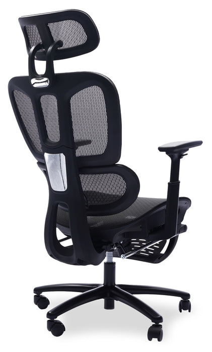 Chaise de bureau réglable Diego de Sealy de 26,3 po avec rembourrage en mailles et repose-pied - noire