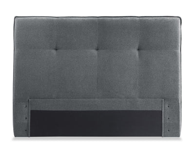 Amos Upholstered Headboard in Charcoal Fabric, Tufted - King Size | Tête de lit rembourrée Amos en tissu anthracite capitonné - format très grand lit