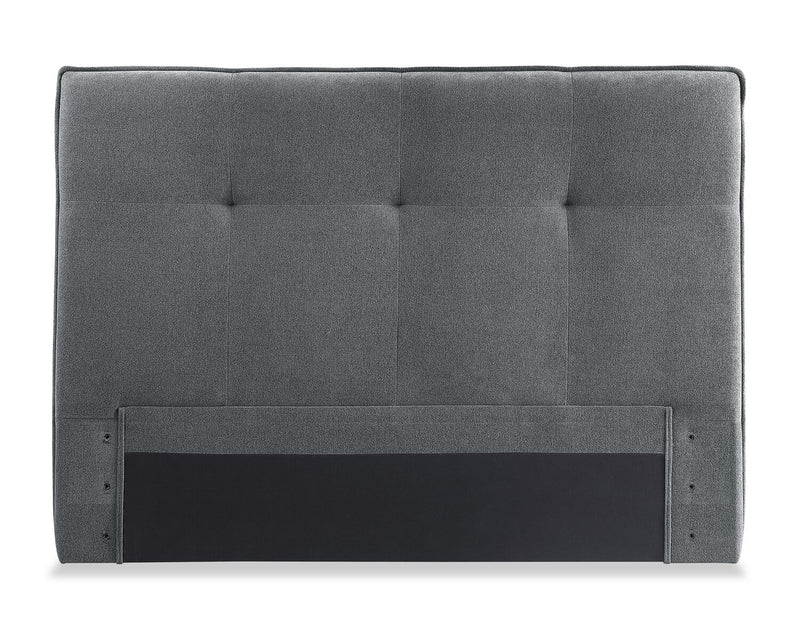 Tête de lit rembourrée Amos en tissu anthracite capitonné - format très grand lit