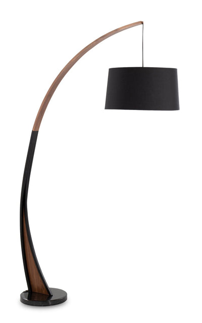 Sybil 18" Mid-Century Modern Floor Lamp with Marble Base – Black Walnut | Lampe à pied moderne du milieu du 20e siècle Sybil de 18 po avec base en marbre - noyer noir