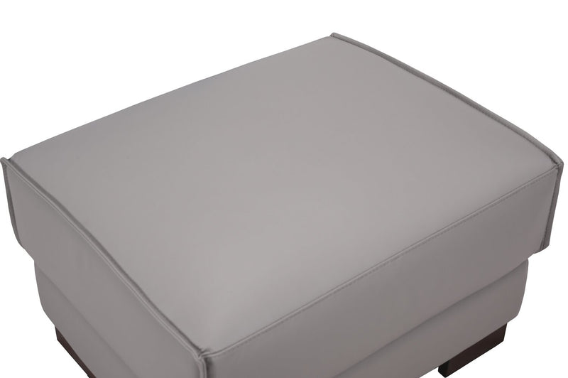 Pouf Citadel de 28 po en cuir véritable de qualité supérieure avec pattes en bois - gris