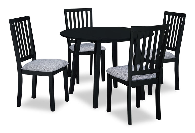 Table de salle à manger ronde Bryn de 42 po avec abattant - noire