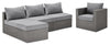 Ensemble Morris 5 pièces pour la terrasse à l’extérieur avec 3 fauteuils sans accoudoirs - gris