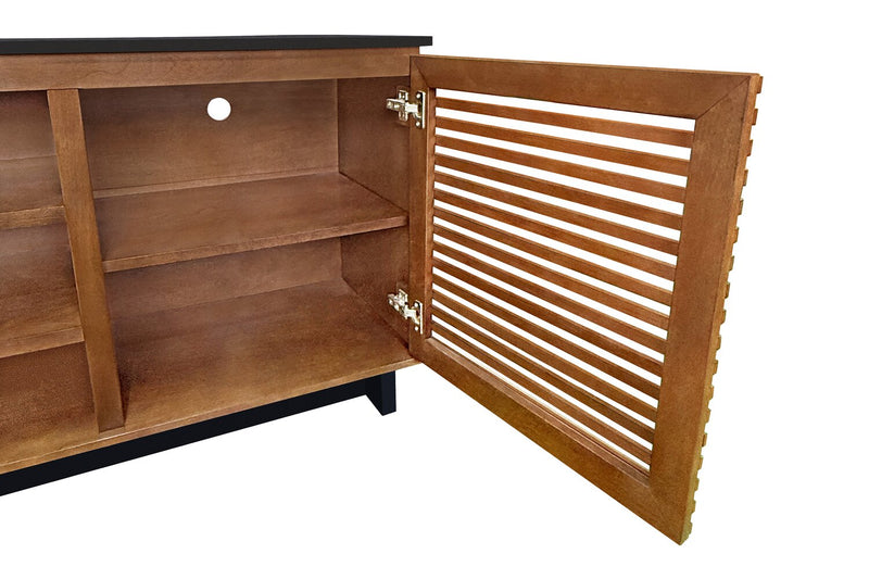 Meuble pour téléviseur traditionnel Wilder de 68 po avec rangement et système de gestion des câbles pour téléviseurs jusqu’à 78 po - brun foncé