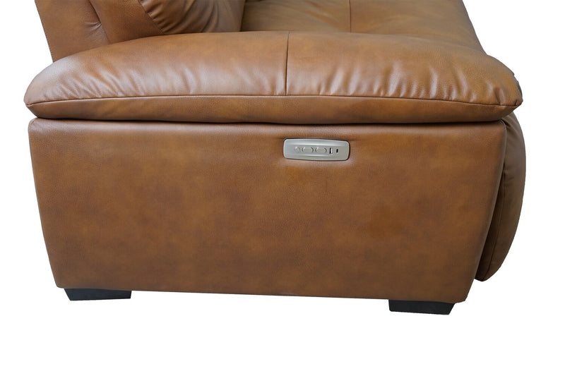 Causeuse à inclinaison électrique Bello de 67 po en tissu d’apparence cuir - brune