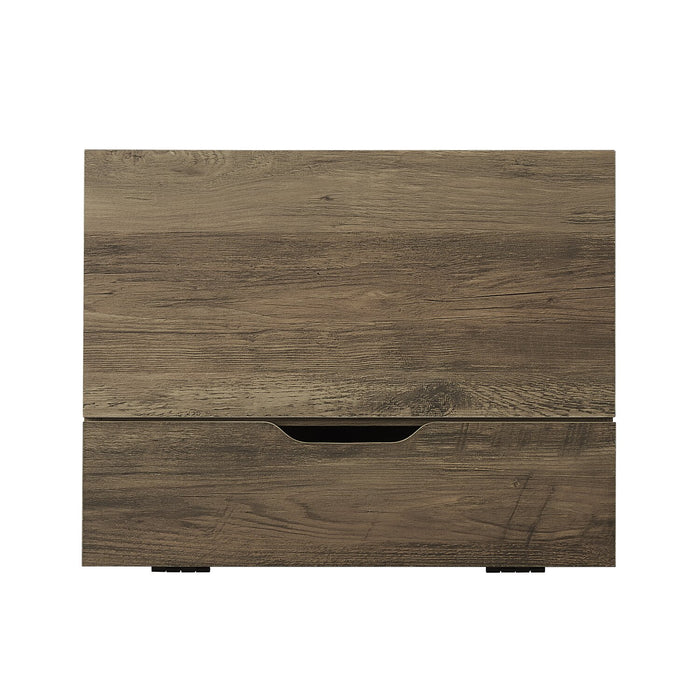 Table de nuit Akio de 18 po (l) x 25,75 po (H) à 1 tiroir avec dessus relevable et rangement - brune et noire