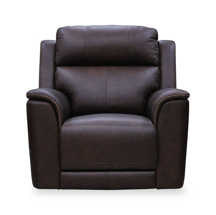 Fauteuil de massage à inclinaison électrique Vibe de 40 po en cuir véritable avec son immersif et appuie-tête électrique - brun