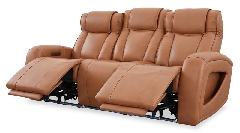 Sofa à inclinaison électrique Titan de Shaquille O’Neal Home de 92 po en cuir véritable avec confort Shaq-o-pedic -  terre