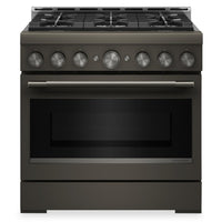 Cuisinière à gaz KitchenAid de 5,1 pi3 et de 36 po avec mode de friture à air sans préchauffage - minerai noir - KFGS936SBE