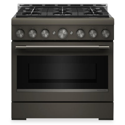 KitchenAid 36" 5.1 Cu. Ft. Gas Range with No Preheat Air Fry Mode – Black Ore - KFGS936SBE | Cuisinière à gaz KitchenAid de 5,1 pi3 et de 36 po avec mode de friture à air sans préchauffage - minerai noir - KFGS936SBE