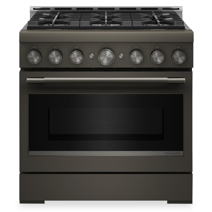 Cuisinière à gaz KitchenAid de 5,1 pi3 et de 36 po avec mode de friture à air sans préchauffage - minerai noir - KFGS936SBE
