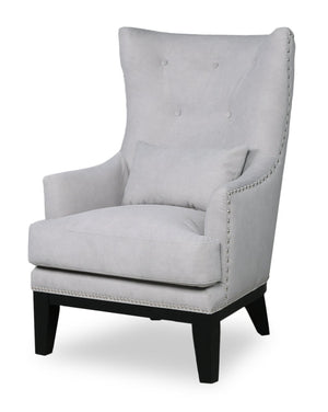 Fauteuil d’appoint Haden de 30 po en tissu de suédine avec base en bois et bordure de clous décoratifs - gris tourterelle Walks