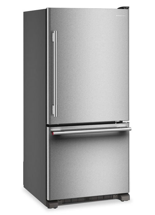 Réfrigérateur KitchenAid de 19 pi³ et de 30 po de profondeur standard à congélateur inférieur - KRBR130SPS