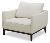  Fauteuil Gena de Cindy Crawford Home de 38,5 po en tissu d’apparence lin avec coussin de dossier amovible - blanc coton