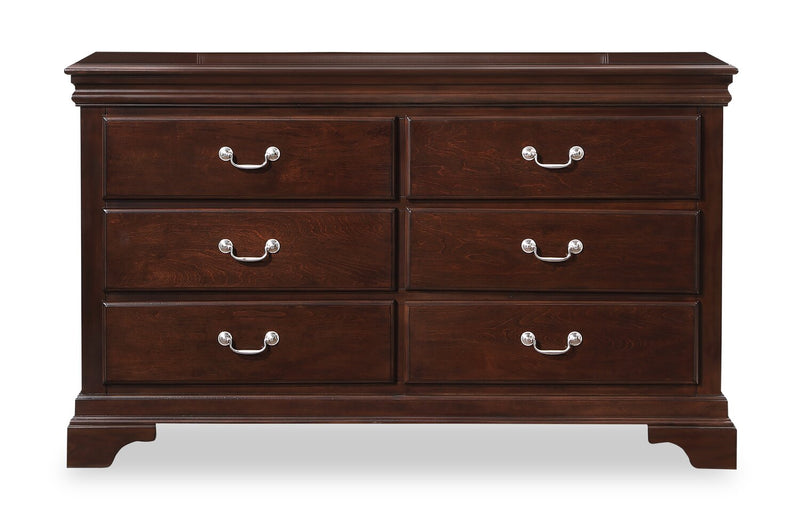 Ensemble de chambre à coucher Marco 5 pièces avec lit, commode et miroir, brun cerisier - format grand lit