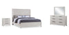 Ensemble de chambre à coucher Haven 6 pièces blanc avec lit à panneaux, commode, miroir et table de nuit - format très grand lit