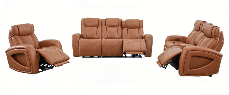 Sofa à inclinaison électrique Titan de Shaquille O’Neal Home de 92 po en cuir véritable avec confort Shaq-o-pedic -  terre