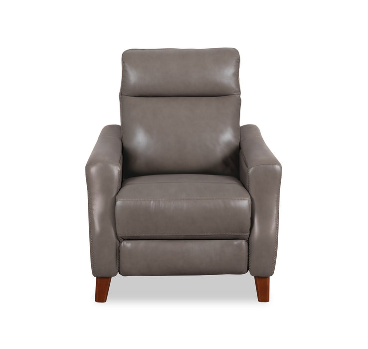 Fauteuil à inclinaison par poussée Natalie de 32,5 po en cuir véritable de qualité supérieure avec pattes en bois - gris