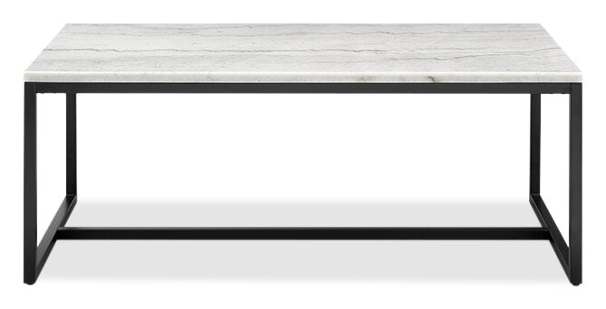 Table à café moderne Webber de 46 po en marbre - blanche